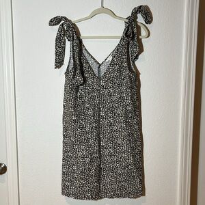 H&M Cute Black and White Floral Dress with Tie Straps